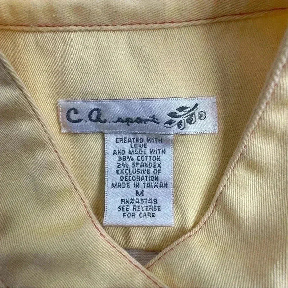 c. a. sport Women Back Printed & Beaded Casual Yellow Cotton Summer Jacket Sz M - Picture 8 of 12